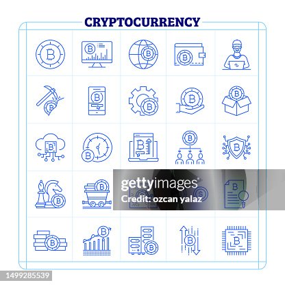 Cryptocurrency thin line vector icon set. Cryptocurrency thin line vector icon set.