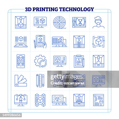3D Printing And Technology thin line vector icon set. 3D Printing And Technology thin line vector icon set.