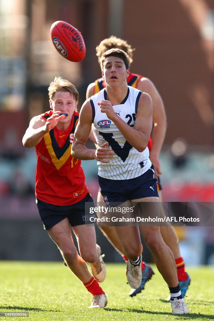 Kevin Rudd Handpball Michael Rudd of Vic Country handballs during the 2023 AFL National ...