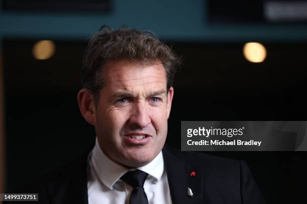 New Zealand Rugby CEO Mark Robinson looks on prior to the New Zealand All Blacks Rugby Championship & All Blacks XV Squad Announcement at Te Awamutu...