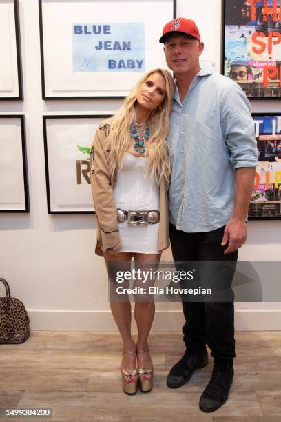 Jessica Simpson and Eric Johnson attend the opening of Bernie Taupin's art exhibit "Reflections" at Choice Contemporary on June 17, 2023 in Los...