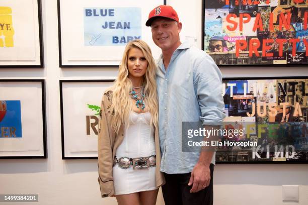 Jessica Simpson and Eric Johnson attend the opening of Bernie Taupin's art exhibit "Reflections" at Choice Contemporary on June 17, 2023 in Los...