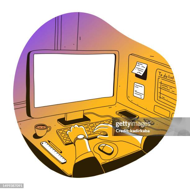 Computer Table Icon High Res Illustrations - Getty Images