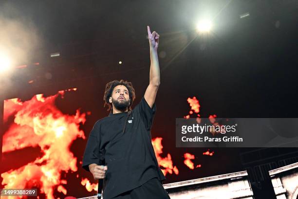 Rapper J. Cole performs onstage during 2023 HOT 107.9's Birthday Bash at State Farm Arena on June 17, 2023 in Atlanta, Georgia.