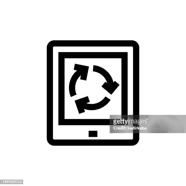 electronic recycling line icon, design, pixel perfect, editable stroke. logo, sign, symbol. reusable, recycling, environment, waste management. - e waste stock illustrations