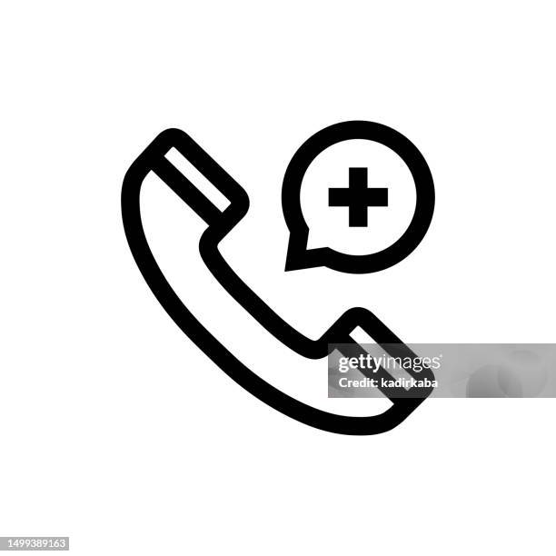 emergency call line icon, design, pixel perfect, editable stroke. logo, sign, symbol. healthcare, medicine, ambulance. - panic button stock illustrations