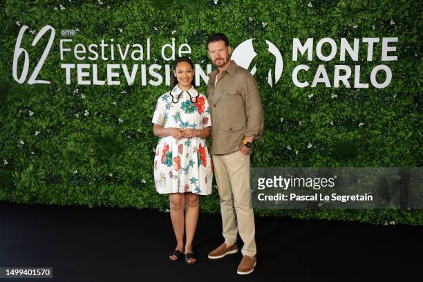 Cynthia Addai-Robinson and Lloyd Owen attend the "The Lord Of The Rings: The Rings Of Power" photocall during the 62nd Monte Carlo TV Festival on...