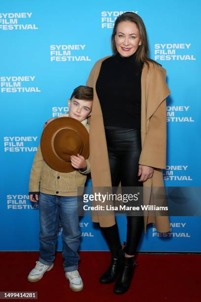 Michelle Bridges and son Axel attend the Australian premiere of "Indiana Jones And The Dial Of Destiny" for the Sydney Film Festival closing night at...