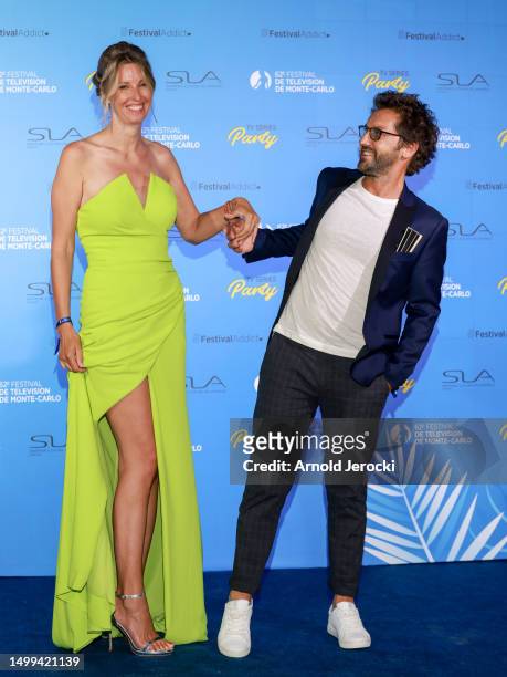 Frédéric Diefenthal and Stéphanie Seguin attends the TV Series Party at Monte Carlo Bay during the 62nd Monte Carlo TV Festival on June 17, 2023 in...
