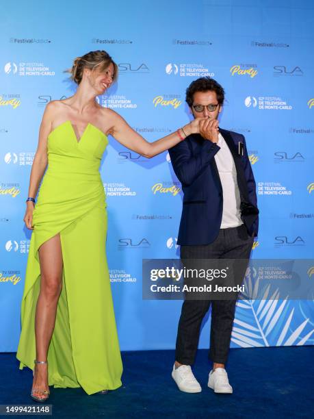 Frédéric Diefenthal and Stéphanie Seguin attend the TV Series Party at Monte Carlo Bay during the 62nd Monte Carlo TV Festival on June 17, 2023 in...