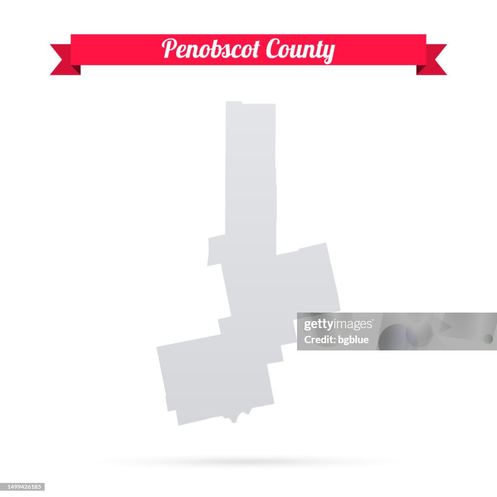 Penobscot County, Maine. Map on white background with red banner