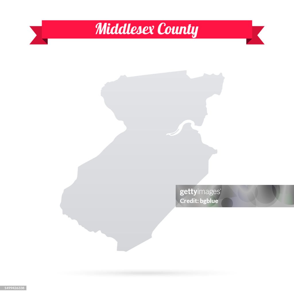 Middlesex County, New Jersey. Map on white background with red banner