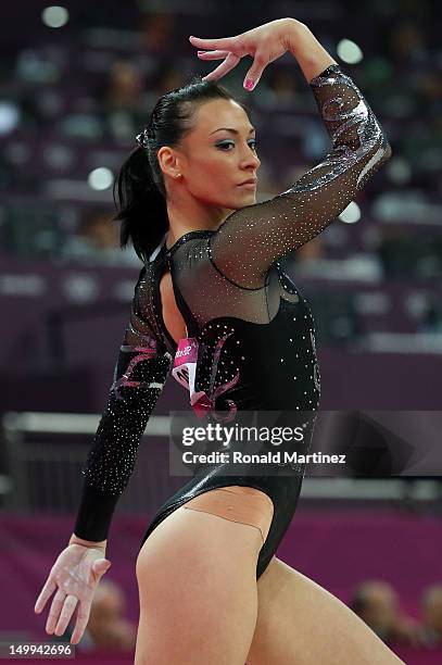 Silver medalist Catalina Ponor of Romania competes in the Artistic Gymnastics Women's Floor Exercise final on Day 11 of the London 2012 Olympic Games...