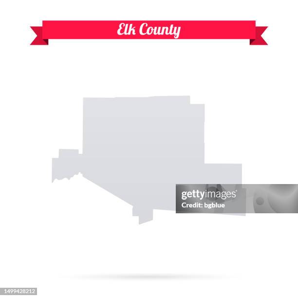 stockillustraties, clipart, cartoons en iconen met elk county, pennsylvania. map on white background with red banner - elk