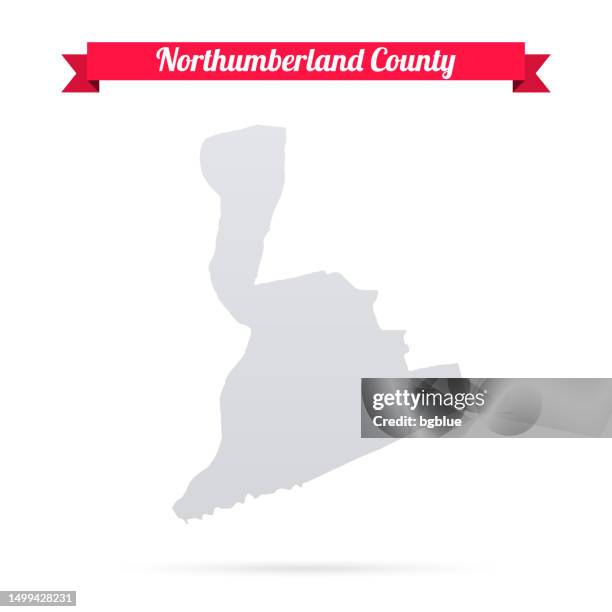 northumberland county, pennsylvania. map on white background with red banner - northumberland stock illustrations