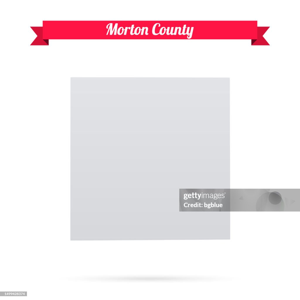 Morton County, Kansas. Map on white background with red banner