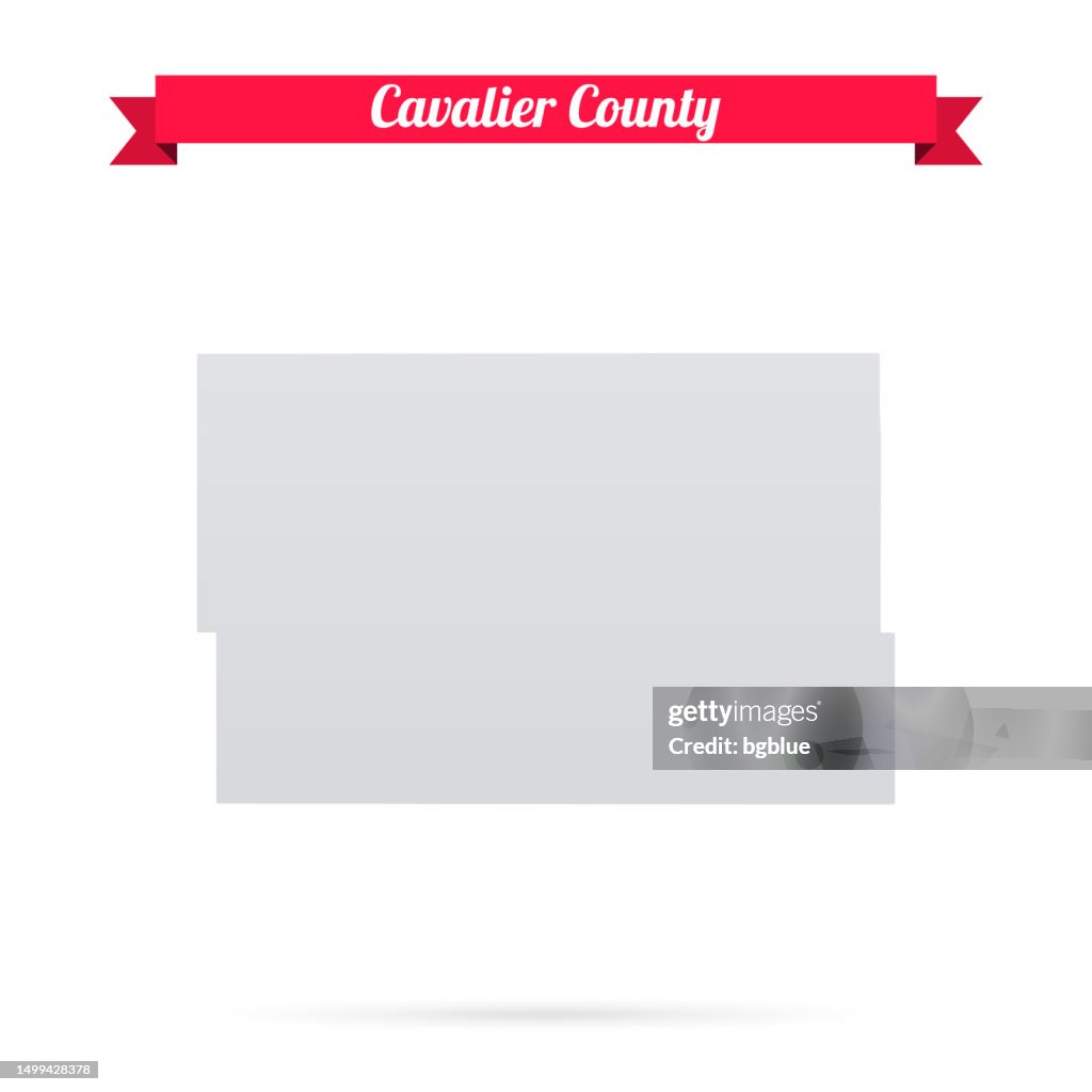 Cavalier County, North Dakota. Map on white background with red banner