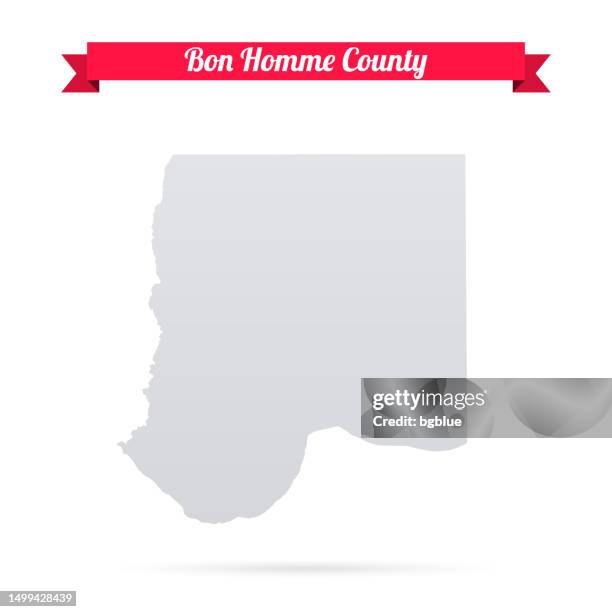 bon homme county, south dakota. karte auf weißem hintergrund mit rotem banner - homme stock-grafiken, -clipart, -cartoons und -symbole