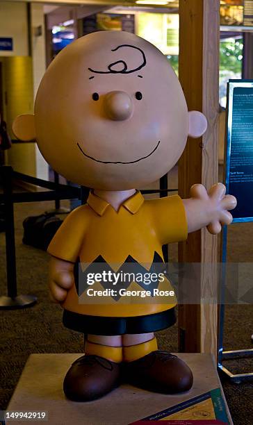 Charlie Brown, a Peanuts cartoon character, greets visitors to the at Charles M. Schulz Airport on July 25 in Santa Rosa, California. Charles M....