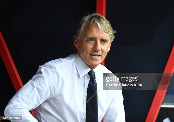Head coach of Italy Roberto Mancini attends before the UEFA Nations League 2022/23 third-place match between Netherlands and Italy at FC Twente...