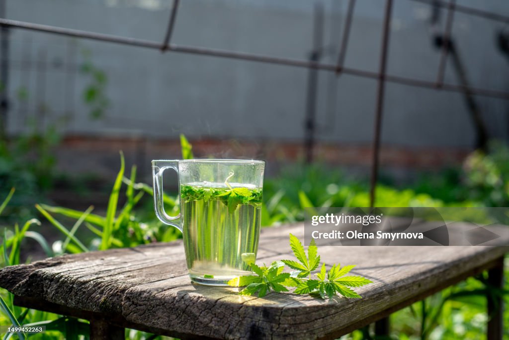 Soothing relaxing drink herbal tea with hemp