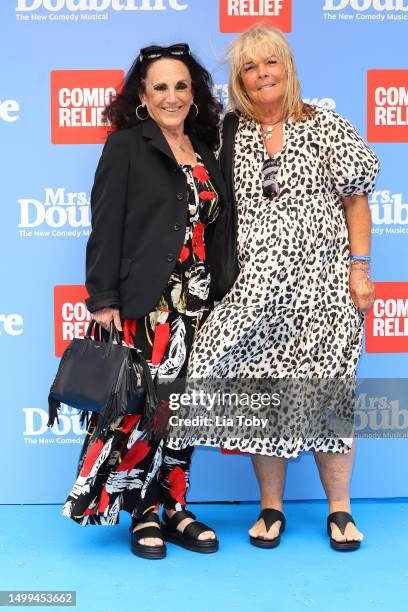 Lesley Joseph and Linda Robson attend the "Mrs. Doubtfire" Gala Performance Supporting Comic Relief at Shaftesbury Theatre on June 18, 2023 in...