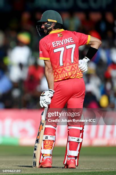 Craig Ervine of Zimbabwe looks on during the ICC Men's Cricket World Cup Qualifier Zimbabwe 2023 match between Zimbabwe and Nepal at Harare Sports...