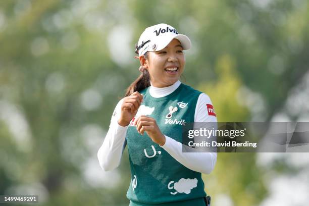 Mi Hyang Lee of South Korea walks to the third tee during the final round of the Meijer LPGA Classic for Simply Give at Blythefield Country Club on...