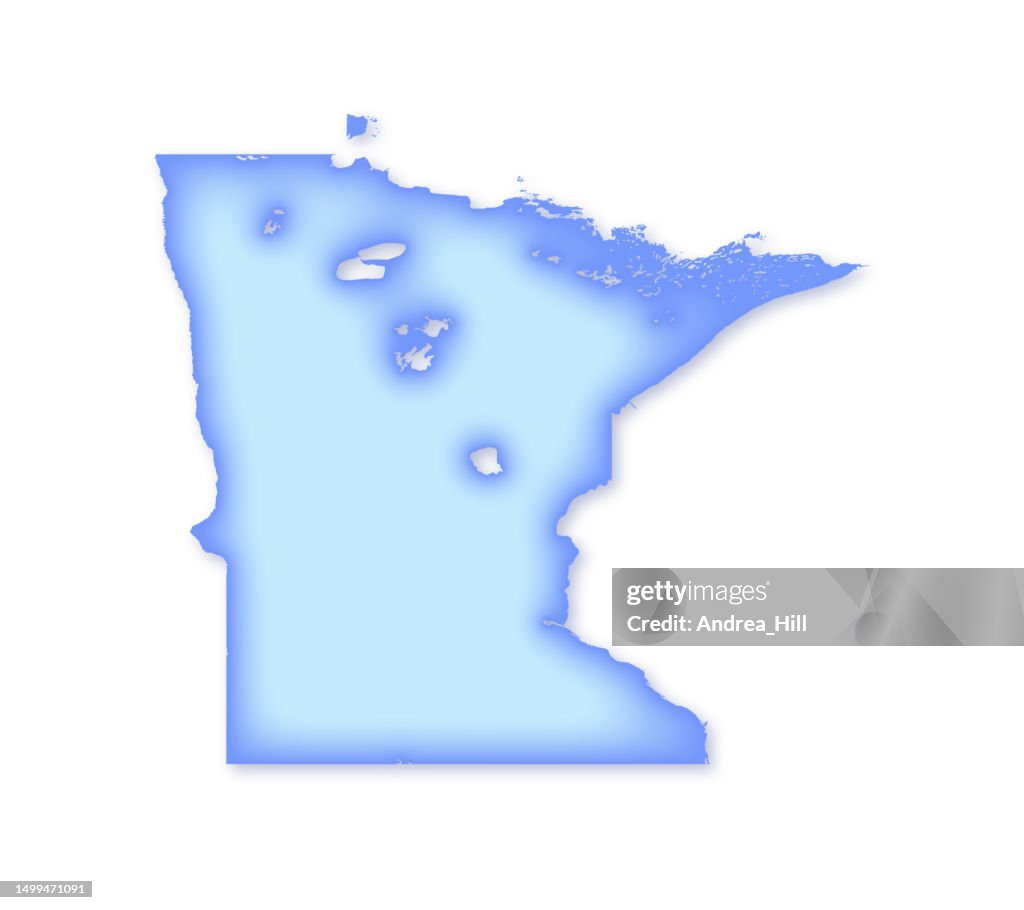Minnesota with Lakes Soft Blue Vector Map Illustration