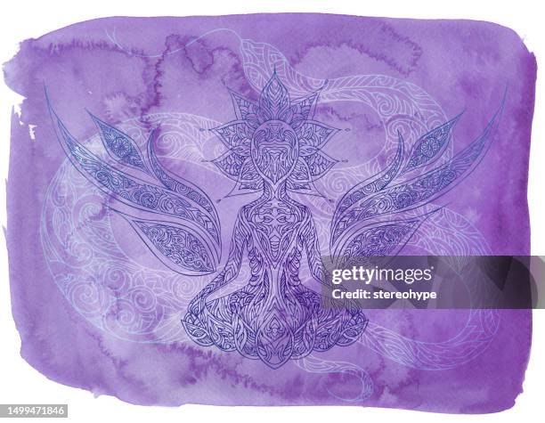 purple warrior - crown chakra stock illustrations