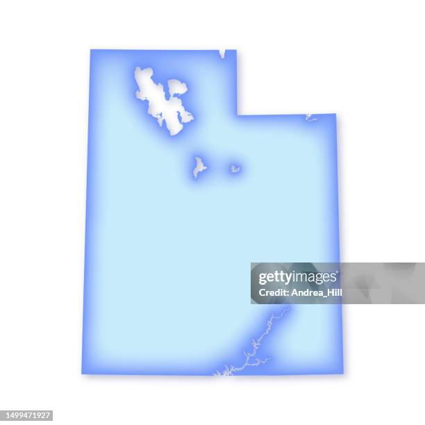 Utah Mit Seen Weiche Blaue Vektorkartenillustration, Stock-Foto