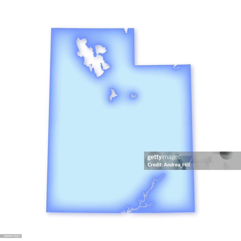 Utah with Lakes Soft Blue Vector Map Illustration