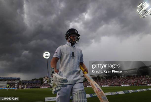 Ben Duckett of England looks dejected after being dismissed by Pat Cummins of Australia during Day Three of the LV= Insurance Ashes 1st Test match...