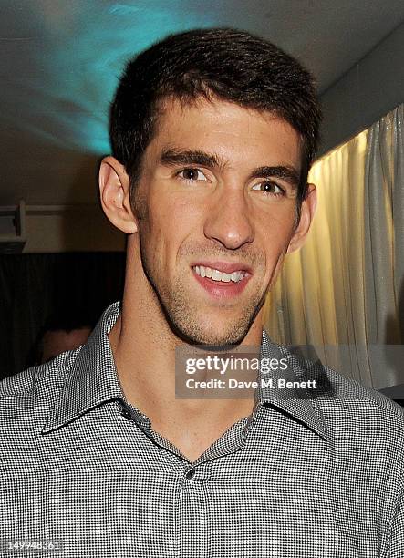 Olympic Swimmer Michael Phelps attends 'Spotlight On Swimming' at OMEGA House, OMEGA's official residence during the London 2012 Olympic Games, at...