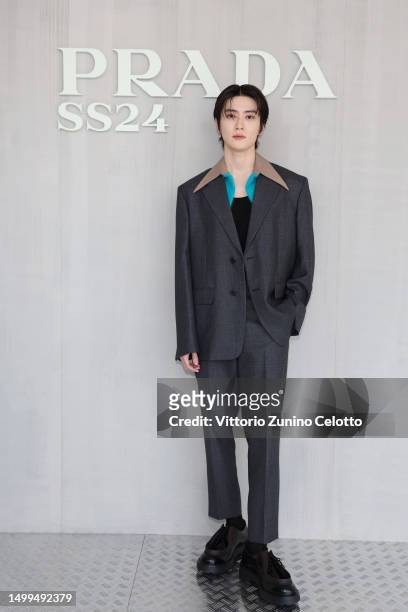 Jaehyun attends the Prada Spring/Summer 2024 Menswear Fashion Show during the Milan Men's Fashion Week F/W 2023 - 2024 at Fondazione Prada on June...