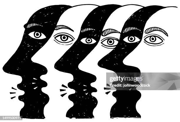 ilustrações de stock, clip art, desenhos animados e ícones de mono six faces illustration illustration - terapia alternativa
