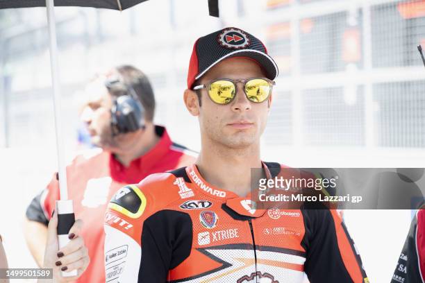 Lorenzo Dalla Porta of Italy and Forward Team prepares to start during the Moto2 race during the MotoGP of Germany - Race at Sachsenring Circuit on...