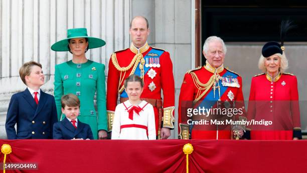 Prince George of Wales, Catherine, Princess of Wales , Prince Louis of Wales, Princess Charlotte of Wales, Prince William, Prince of Wales , King...