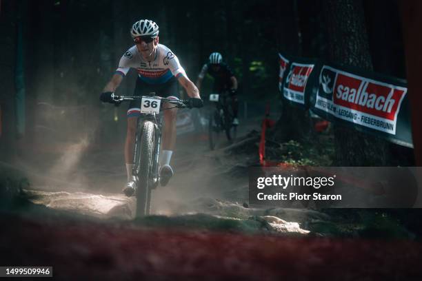 Ondrej Cink of Czech Republic competes in the Cross-Country Olympic discipline of the UCI Mountain Bike World Cup Leogang on June 18, 2023 in...