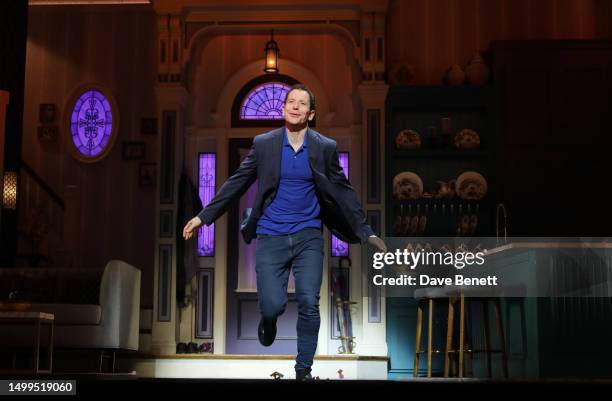 Gabriel Vick bows at the curtain call during the Gala Performance of "Mrs. Doubtfire: The Musical" in support of Comic Relief at the Shaftesbury...