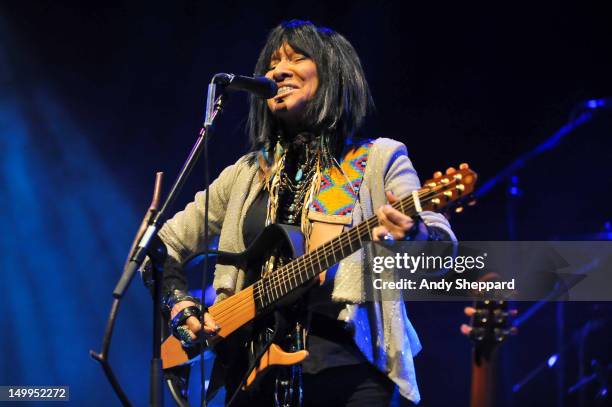 Buffy Sainte-Marie performs on stage for Antony's Meltdown at Southbank Centre on August 7, 2012 in London, United Kingdom.