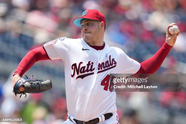 Patrick Corbin of the Washington Nationals pitches in the third inning during a baseball game against the Miami Marlins at Nationals Park on June18,...
