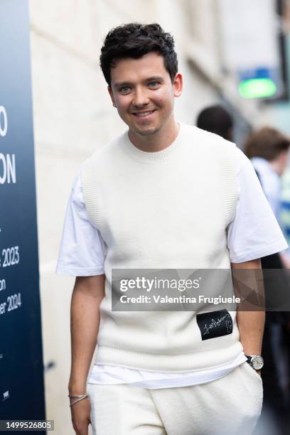 Actor Asa Butterfield is seen outside JW Anderson show during the Milan Fashion Week - Menswear Spring/Summer 2024 on June 18, 2023 in Milan, Italy.