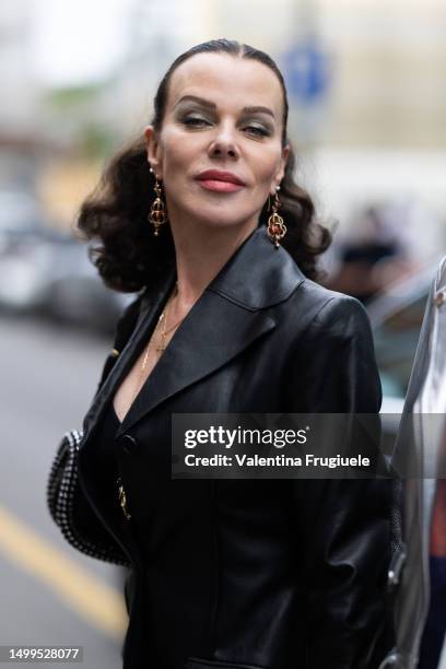 Actress Debi Mazar is seen outside JW Anderson show during the Milan Fashion Week - Menswear Spring/Summer 2024 on June 18, 2023 in Milan, Italy.
