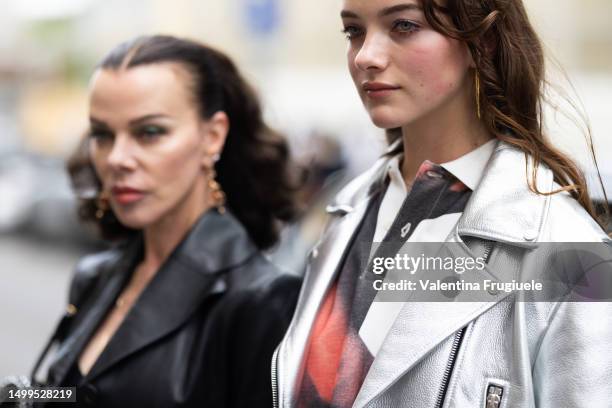 Actress Debi Mazar and Evelina Maria Corcos are seen outside JW Anderson show during the Milan Fashion Week - Menswear Spring/Summer 2024 on June 18,...