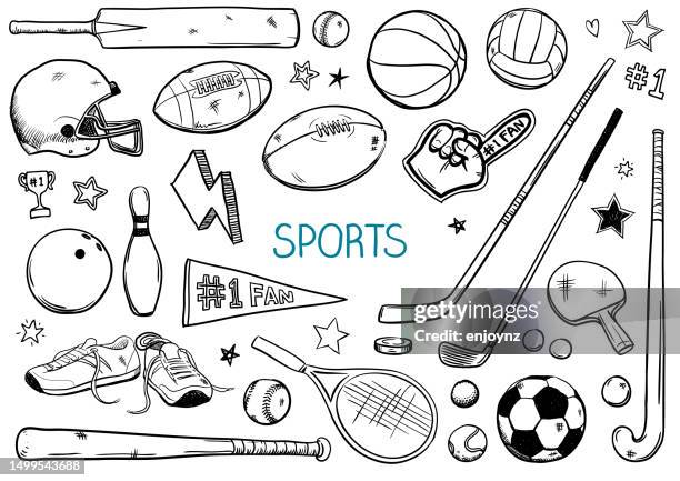 ilustrações de stock, clip art, desenhos animados e ícones de sports drawings vector illustration - raquete de ténis