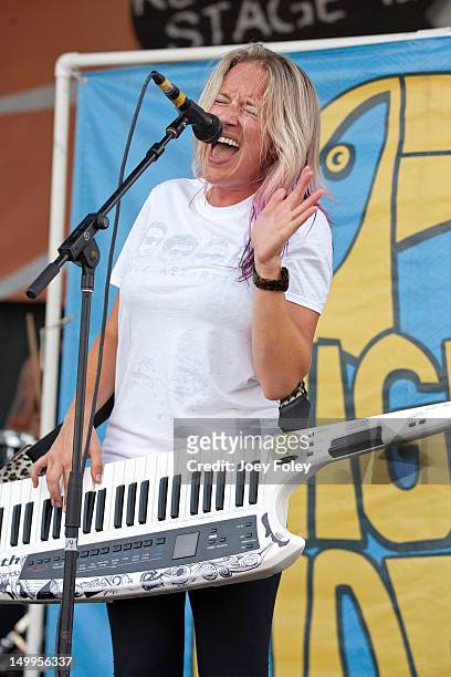 Lindsay Vitola of Mighty Mongo performs onstage during the 2012 Vans Warped Tour at the Riverbend Music Center on July 31, 2012 in Cincinnati, Ohio.
