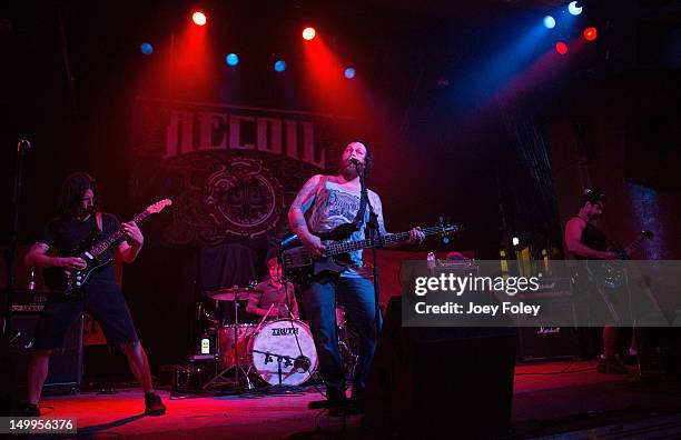 Scott Wilson, Dave Powell, Brennan Chaulk, and Jason Barnes of Beyond Oceans performs in concert at The Vogue Theatre on Friday, August 3, 2012 in...