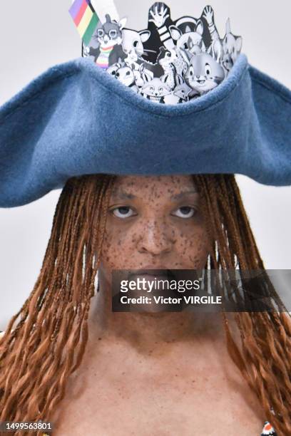 Model walks the runway during the Charles Jeffrey Loverboy Ready to Wear Spring/Summer 2024 fashion show as part of the Milan Men Fashion Week on...