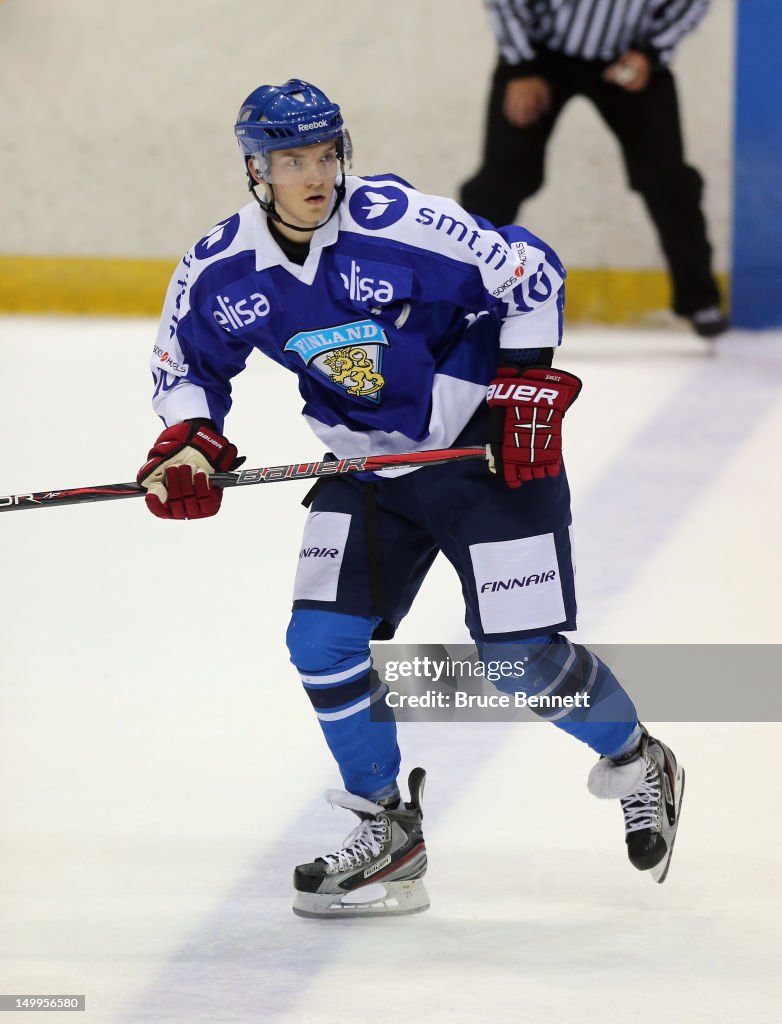 Joel Armia Of Team Finland Skates Against Team Sweden At The USA joel-armia-of-team-finland-skates-against-team-sweden-at-the-usa